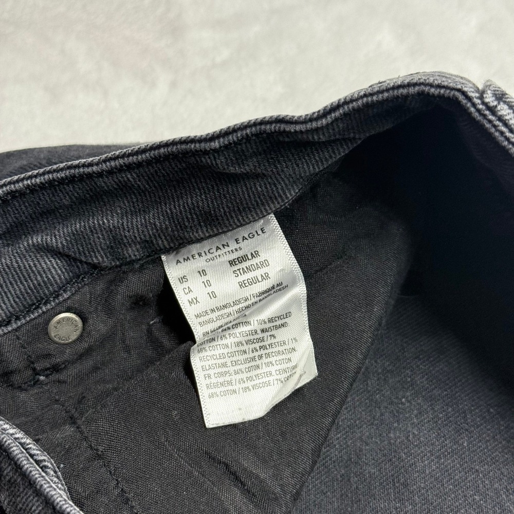 American Eagle Women Distressed Black Straight Leg Jeans‎ Size 10 - Picture 8 of 8